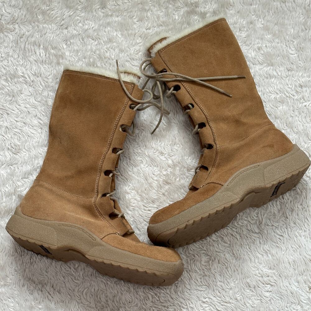 Report Tan Suede Lace-Up Platform Boots